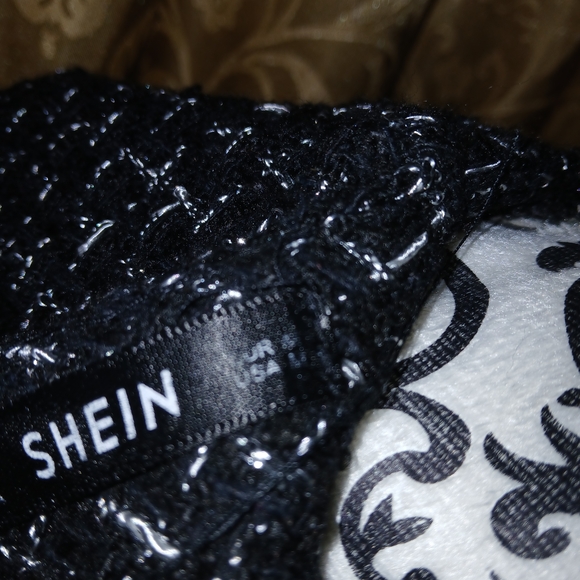 SHEIN Navy and White Tweed Midi Dress - Picture 5 of 5